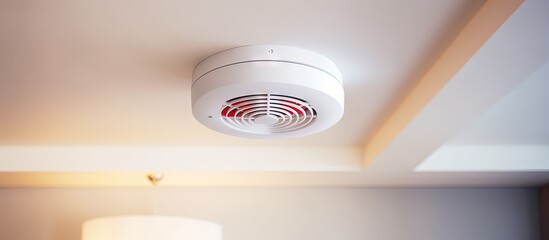 Ceiling smoke detector in home copy space image - obrazy, fototapety, plakaty