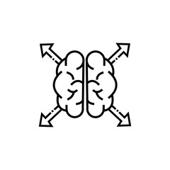brain with expanding arrow icon vector