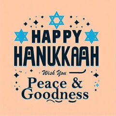 Happy Hanukkah Wish You Peace & Goodness typography greeting card or background. vector illustration traditional Chanukah candles for social media ads created with generative ai