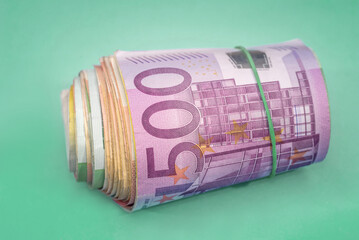 heap of euro bills paper banknotes. Finance copncept