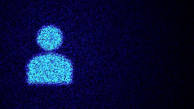 User profile icon, pixels glitch effect. Icon motion animation with 4 variations, seven-second videos with 1 second of transitions and 5 seconds that can be seamlessly looped.