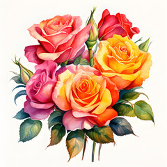 Rose, Flowers, Watercolor illustrations