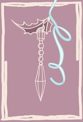 Obraz premium New Year, Merry Christmas - seasonal composition (card) from isolated graphic, cartoon elements on a colored background in pastel colors. Hand drawn digital illustration