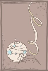 New Year, Merry Christmas - seasonal composition (card) from isolated graphic, cartoon elements on a colored background in pastel colors. Hand drawn digital illustration