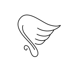 Cartoon doodle bird tattoo wing icon
