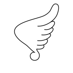 Cartoon doodle bird tattoo wing icon