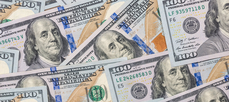 american money different dollar paper bills as background