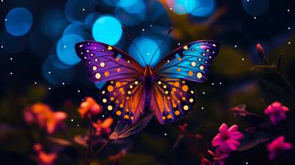 Fototapeta na wymiar Beautiful Butterfly at Night
