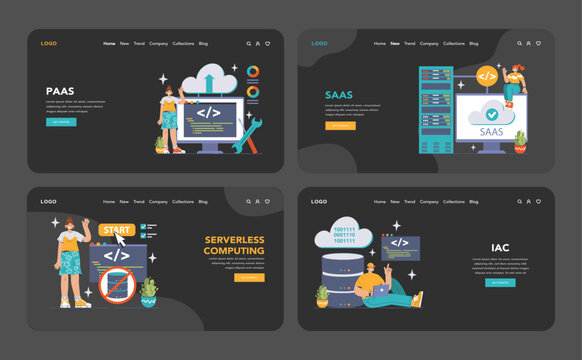 Platform as a Service concept. Detailed visualization of PaaS framework, featuring serverless computing and scalability. Exploring cloud technology, integration and management. vector illustration