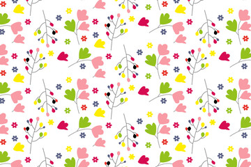 seamless pattern from spring flowers.Colored floral pattern on a white background.
