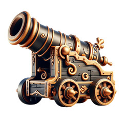 Cartoon 3D medieval cannon. - obrazy, fototapety, plakaty
