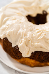 Carrot bundt cake with cream cheese frosting