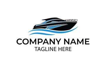 Ship illustration logo, ship in water, ship in river logo