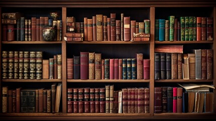 A well-stocked bookshelf with a variety of books for different interests.