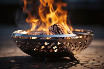 Fire Pit with Flames - obrazy, fototapety, plakaty