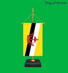 High detailed flag of Brunei. National Brunei flag. Asia. 3D illustration.