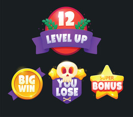 Game icon bonus and items illustration. Collection icon design for game, ui, banner, design for app, interface, game development, playing cards, slots and roulette.