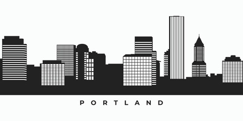 Portland city skyline silhouette vector - obrazy, fototapety, plakaty