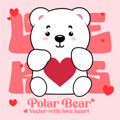A Cute Polar Bear with Heart in a Cartoon Vector Illustration for Valentine’s Day Celebration