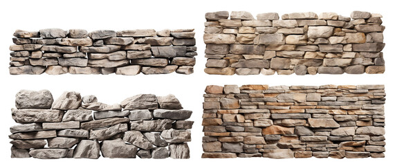 Seet of stone walls, cut out