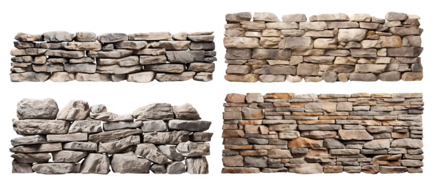 Seet of stone walls, cut out