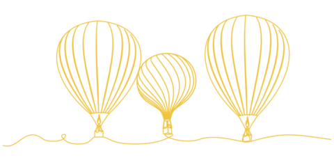 Afwasbaar Fotobehang Luchtballon Hot air balloon line art
