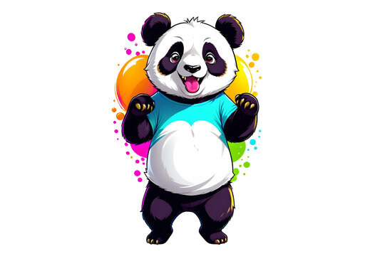 A Cartoonish Panda in a Playful Pose (PNG 10800x7200)