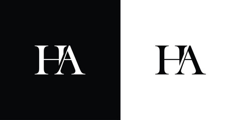 Abstract HA Alphabet initial Letter Monogram Icon Logo vector illustration in black and white color