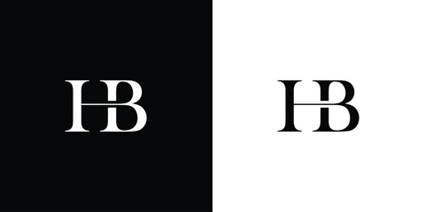 Abstract HB or BH letter design logo logotype icon concept with a serif font and classic elegant style look vector illustration in black and white color