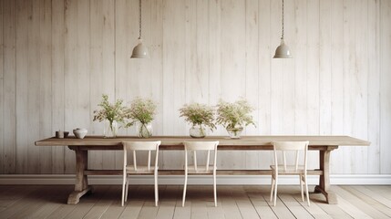 A wooden plank wall with a whitewashed finish, exuding a coastal and breezy ambiance.