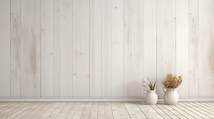 A wooden plank wall with a whitewashed finish, exuding a coastal vibe. - obrazy, fototapety, plakaty