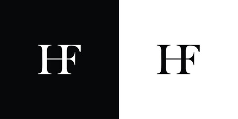 Abstract HF or FH Letter Logo Design in black and white color - obrazy, fototapety, plakaty