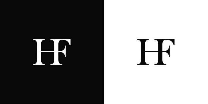 Abstract HF or FH Letter Logo Design in black and white color