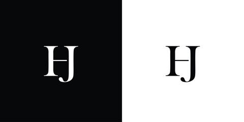Abstract JH or HJ vector logo monogram template in black and white color
