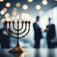 Photo jewish religious holiday hanukkah with holiday hanukkah traditional candelabra