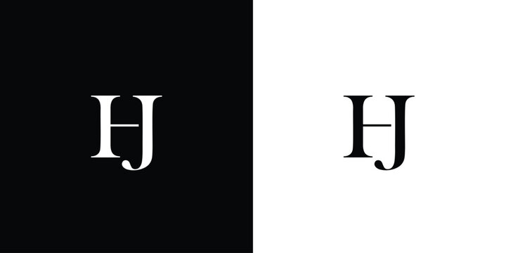 Abstract JH or HJ vector logo monogram template in black and white color