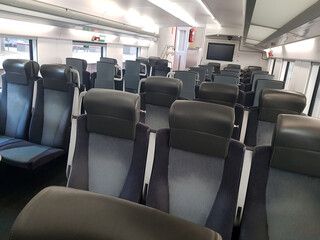 Emtpy interior of the train, travel concept