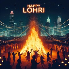 people dancing  Lohri indian holiday background