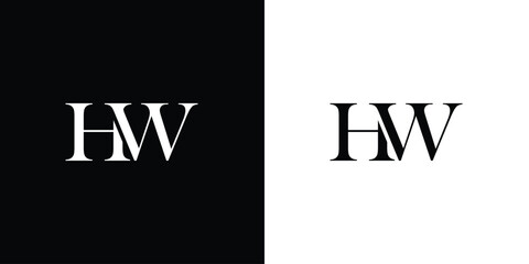 Abstract HW letters Logo monogram in black and white color