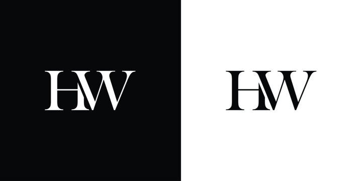 Abstract HW letters Logo monogram in black and white color