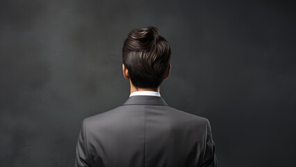 Young elegant businessman in work suit and standing isolated.