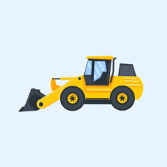 Naklejka premium Loader, heavy equipment moving cargo, isolated on white background, vector illustration very suitable for educational books and children's coloring books,