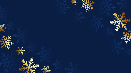 Navy christmas background with gold and blue snowflakes - 684666357