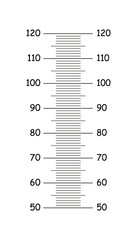 Stadiometer scale. Kids height chart growth sticker from 50 to 120 centimeters. Height meter. Growth ruler. Measuring scale. Vector template.
