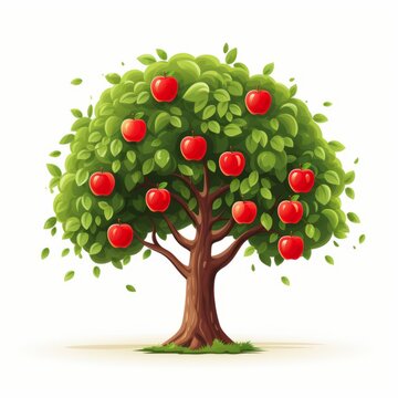 The Majestic Apple Tree Laden With Crimson Apples Glistening in the Sunlight vector art