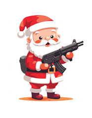 Cartoon santa claus with gun