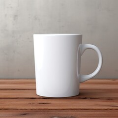 Obraz premium A Serene Morning with a White Coffee Cup on a Rustic Wooden Table vector art