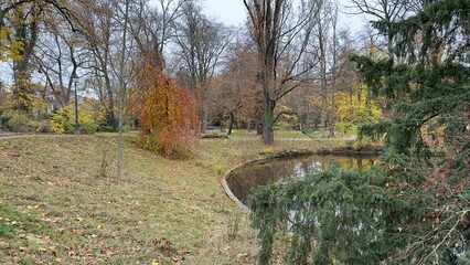 Beautiful park in Strasbourg France with lake and forest