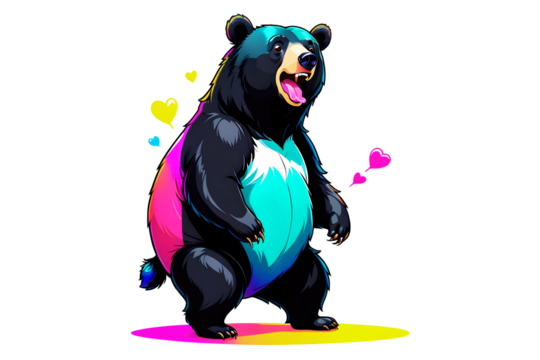 A Cartoonish Black Bear in a Playful Pose (PNG 10800x7200)