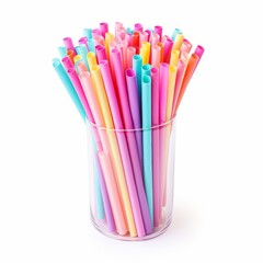 A Kaleidoscope of Colorful Straws in a Glass